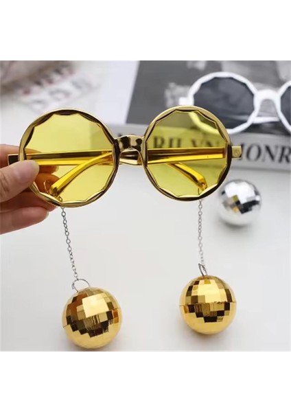 Gold Renkli Disko Toplu Küpeli Parti Gözlüğü