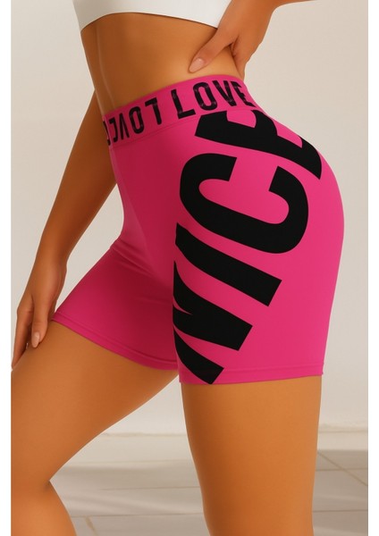 Yüksek Bel Kadın Spor Şortu Esnek Şekillendirici Karın Toparlıyıcı Nefes Alabilir Spor Şort