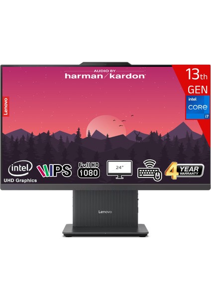 Ideacentre Aıo 24IRH9 Intel Core I7-13620H 32 GB Ram 512 GB SSD Intel UHD Graphics 23.8 Fhd IPS Freedos F0HN00E6TR-32512 Kablosuz Klavye+Mouse Siyah All In One Bilgisayar