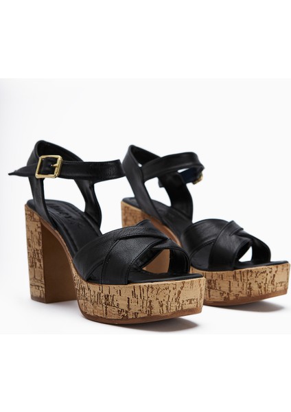 Hera Siyah Çapraz Bantlı Platform Topuklu Kadın Sandalet fiyatları