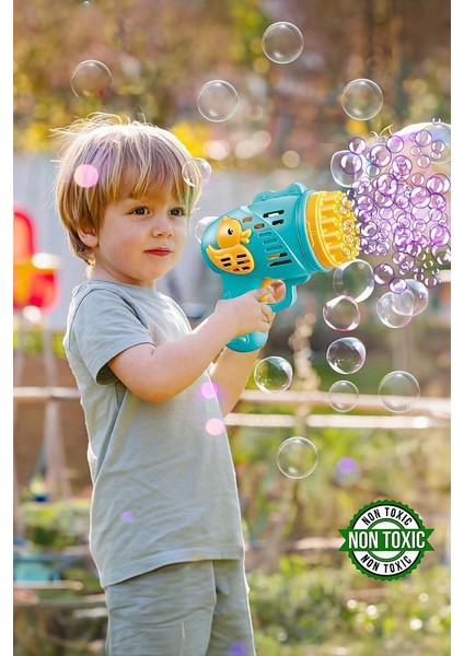 Duck Çok Delikli Pilli Köpük Atan Tabanca Oyuncağı 23 Delikli Bubble Gun