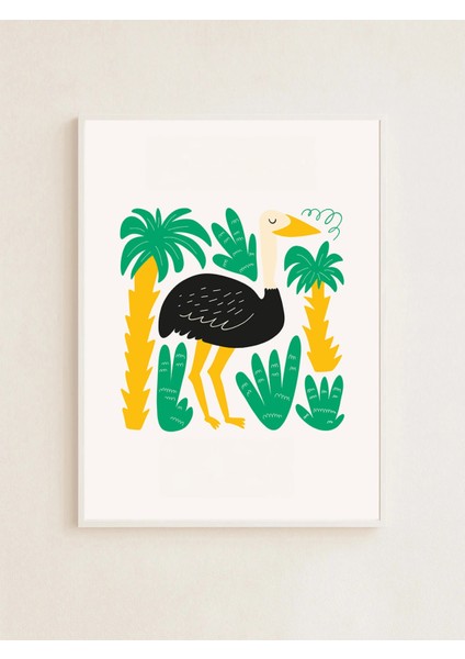 Jungle Ostrich – Eğlenceli Çocuk Posteri – 50X70 cm | Çerçevesiz