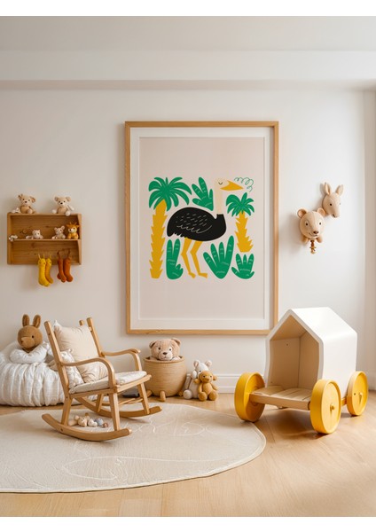 Jungle Ostrich – Eğlenceli Çocuk Posteri – 50X70 cm | Çerçevesiz fiyatları