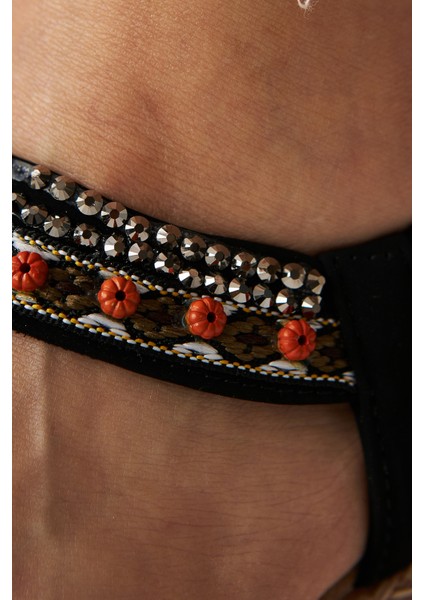 Jona Siyah Tokalı Arkası Lastikli Dolgu Topuklu Kadın Sandalet indirimleri