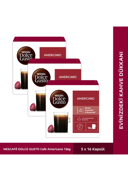 Dolce Gusto Coffee Americano 16 Kapsül x 3 Paket