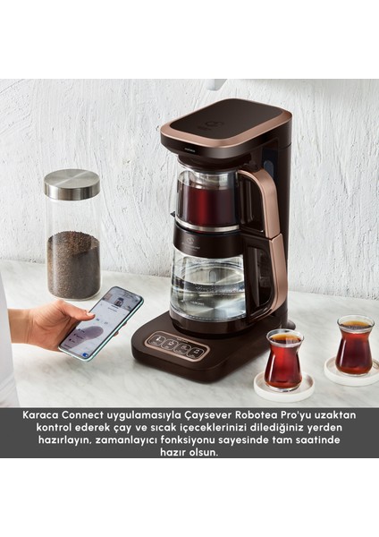 Çaysever Robotea Pro Connect 4 In 1 Konuşan Cam Çay Makinesi Walnut Brown modelleri