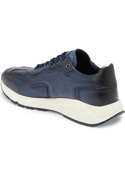 Lacivert Hakiki Deri Erkek Sneaker - E24S1AY56975-D2R
