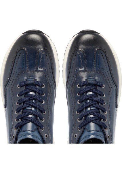 Lacivert Hakiki Deri Erkek Sneaker - E24S1AY56975-D2R fırsatları