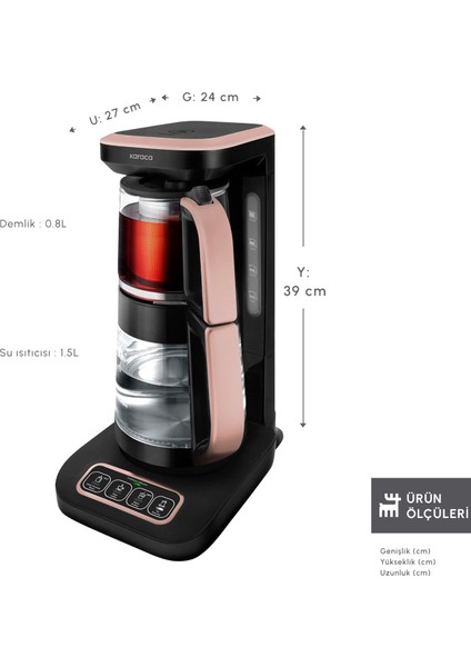 Robotea Pro Connect 4 in 1 Konuşan Cam Çay Makinesi Rosegold fiyatları