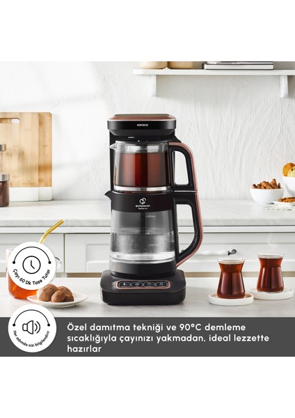 Robotea Pro Connect 4 in 1 Konuşan Cam Çay Makinesi Rosegold modelleri