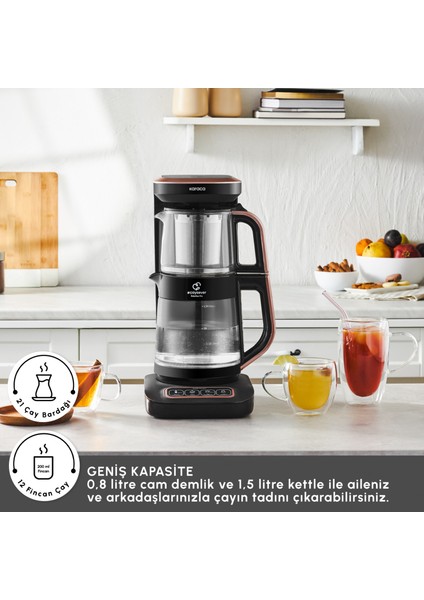 Robotea Pro Connect 4 in 1 Konuşan Cam Çay Makinesi Rosegold fırsatları