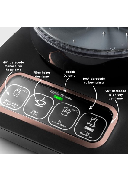 Robotea Pro Connect 4 in 1 Konuşan Cam Çay Makinesi Rosegold indirimleri