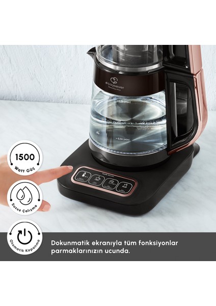 Robotea Pro Connect 4 in 1 Konuşan Cam Çay Makinesi Rosegold