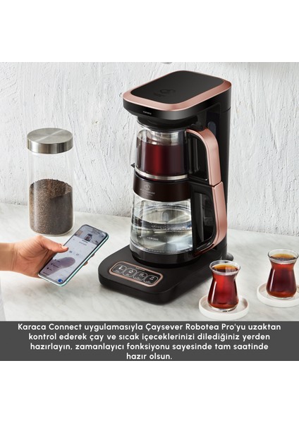 Robotea Pro Connect 4 in 1 Konuşan Cam Çay Makinesi Rosegold
