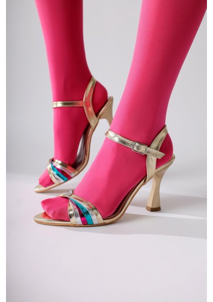 Manya Altın Çapraz Bantlı Topuklu Sandalet fiyatları