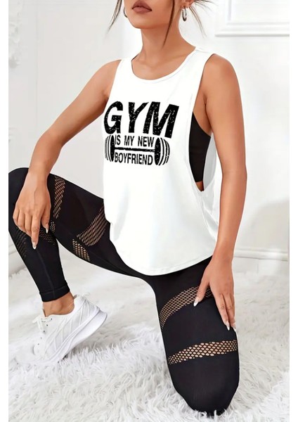 Kadın Gym Baskılı Nefes Alabilen Fitness Yoga Koşu Kolsuz Spor Atlet fiyatları