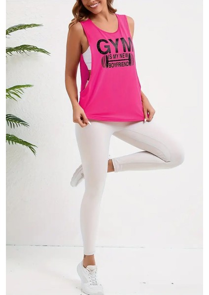 Kadın Gym Baskılı Nefes Alabilen Fitness Yoga Koşu Kolsuz Spor Atlet fırsatları