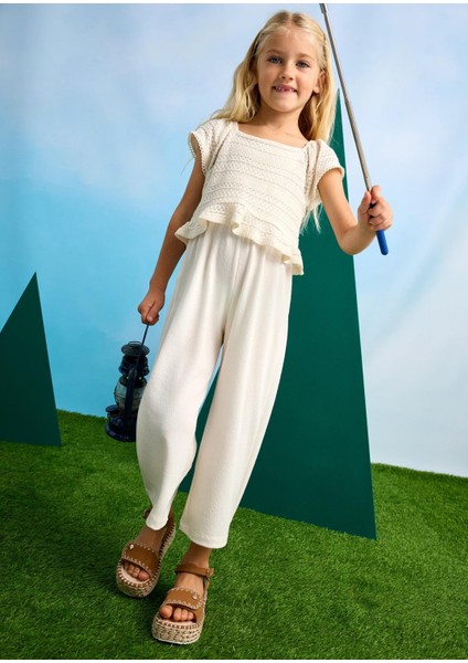 Kız Çocuk Kısa Kollu Tulum Krem 3874 modelleri