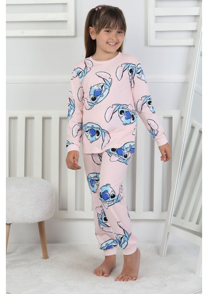 Cute Monster Desenli Kız Çocuk Pijama Takımı