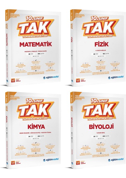 Eğitim Vadisi 2026 10. Sınıf Matematik + Fizik + Kimya + Biyoloji Tak Tam Anlatım Seti 4 Kitap
