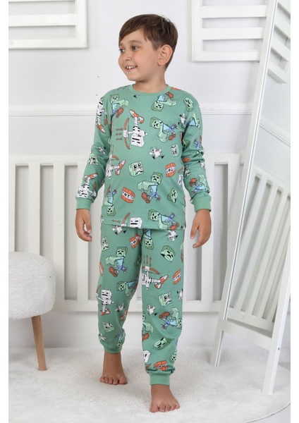 Computer Game Desenli Erkek Çocuk Pijama Takımı modelleri