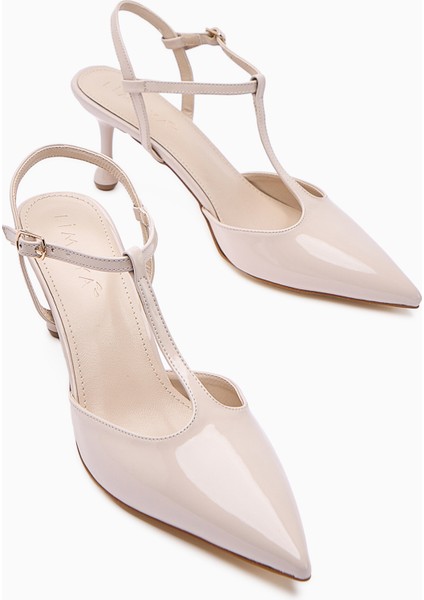 Olena Bej Rugan Burnu Kapalı Ince Topuklu Kadın Sandalet