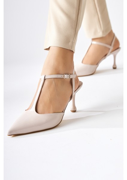 Olena Bej Rugan Burnu Kapalı Ince Topuklu Kadın Sandalet fiyatları