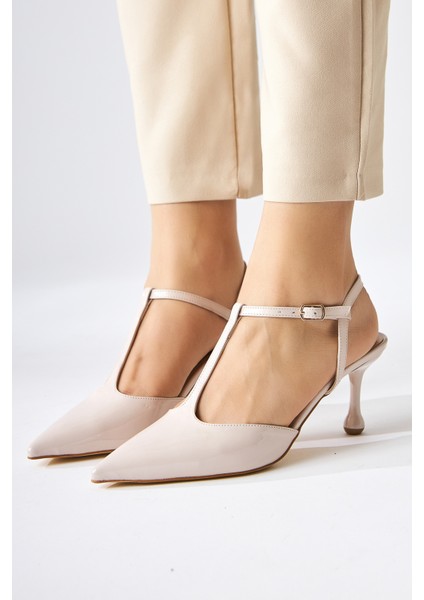 Olena Bej Rugan Burnu Kapalı Ince Topuklu Kadın Sandalet modelleri