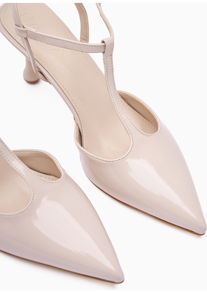 Olena Bej Rugan Burnu Kapalı Ince Topuklu Kadın Sandalet indirimleri