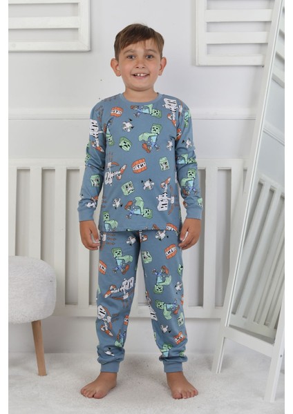 Computer Game Desenli Erkek Çocuk Pijama Takımı