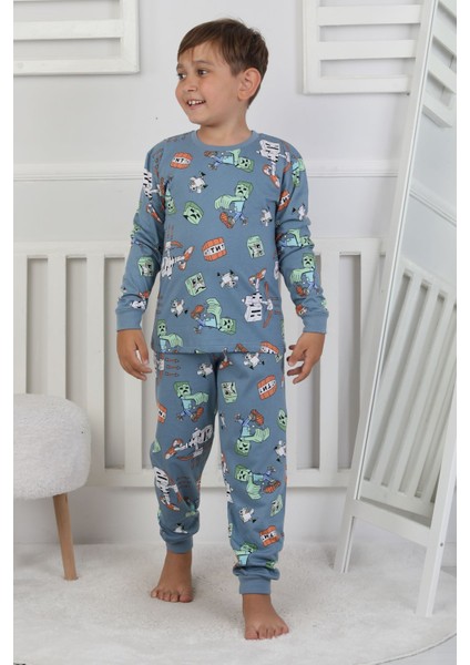 Computer Game Desenli Erkek Çocuk Pijama Takımı modelleri