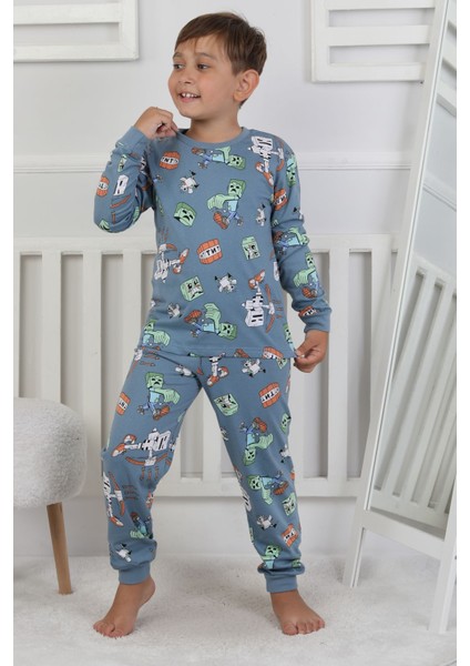 Computer Game Desenli Erkek Çocuk Pijama Takımı indirimleri