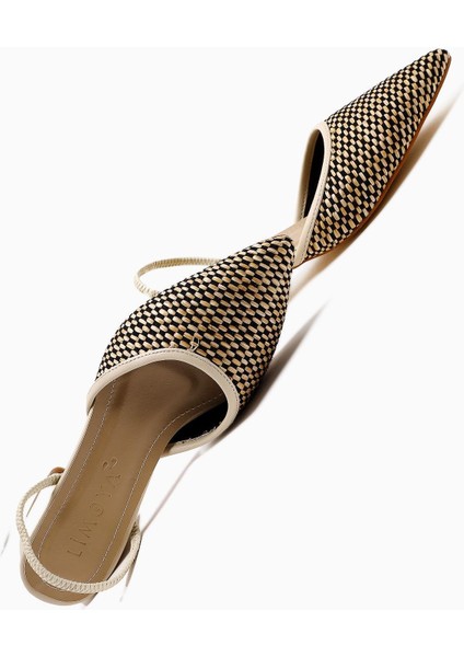 Rosa Bej Sivri Burunlu Hasır Kısa Topuklu Kadın Sandalet fırsatları