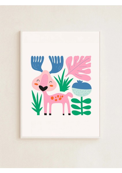 Smiling Deer – Neşeli Çocuk Posteri – 30X40 cm | Çerçevesiz