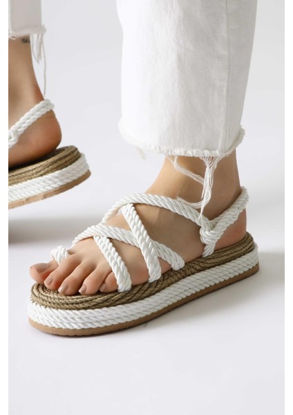 Spresa Beyaz Kalın Tabanlı Halat Sandalet fırsatları