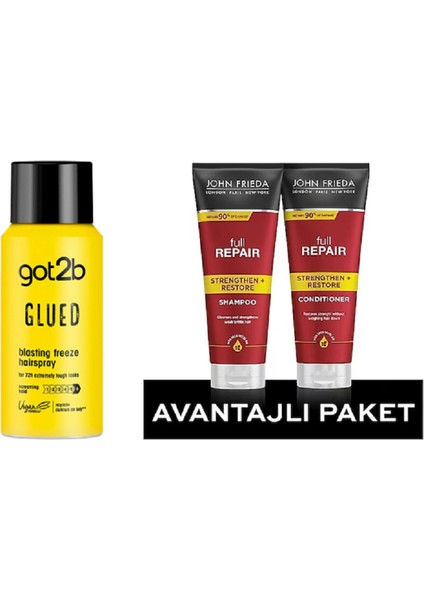 Seyahat Saç Spreyi 100 ml +JOHN Frieda Saç Şampuanı – Saç Kremi Set