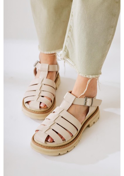 Tylia Bej Kalın Tabanlı Sandalet