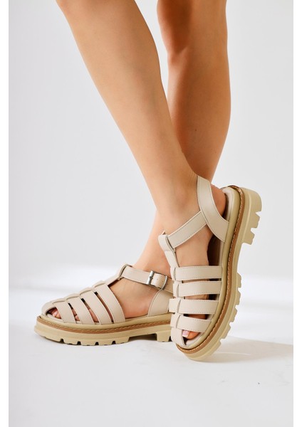 Tylia Bej Kalın Tabanlı Sandalet fırsatları