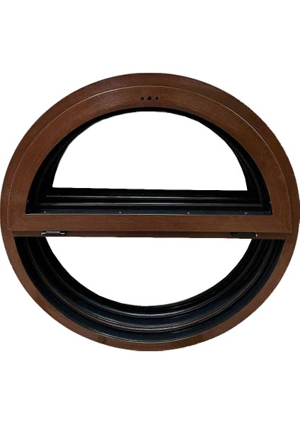 100 cm Fındık Yarım Kanatlı Tek Camlı Yuvarlak Pencere