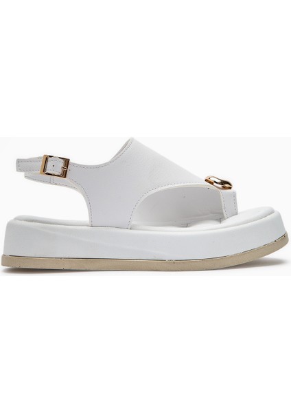 Troya Beyaz Parmak Arası Tokalı Kadın Sandalet fiyatları