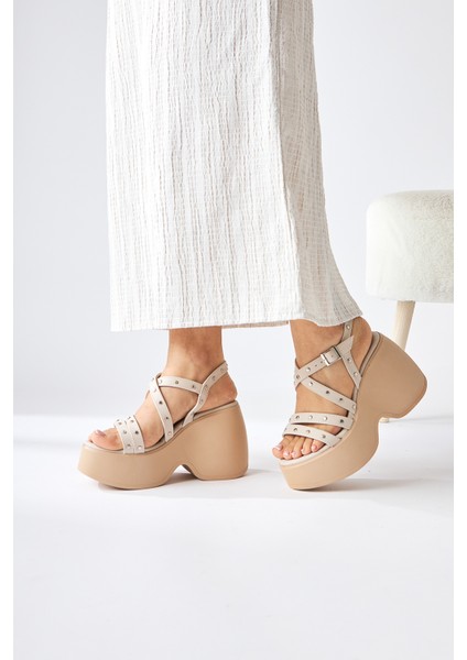 Ying Ten Troklu Dolgu Topuklu Kadın Sandalet modelleri