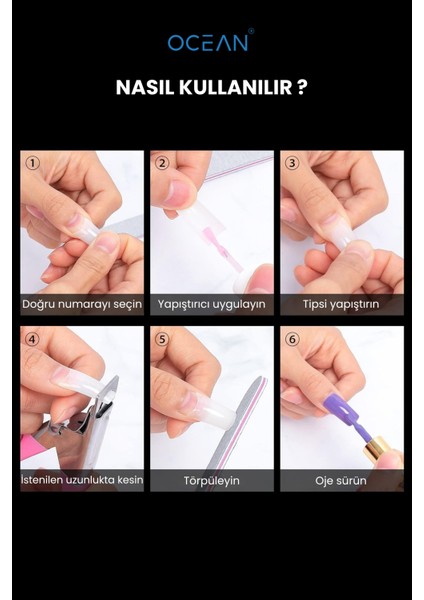 Yarım Ay Tips 200'lü Protez Tırnak Tek Numara Kemik Tips fiyatları