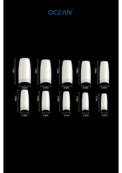 Yarım Ay Tips 200'lü Protez Tırnak Tek Numara Kemik Tips modelleri