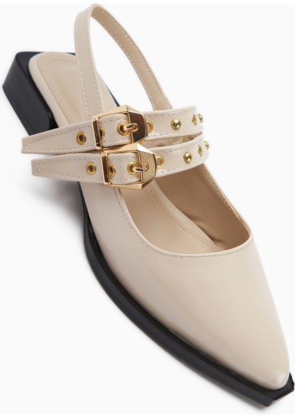 Siran Bej Rugan Çift Bantlı Kadın Sandalet