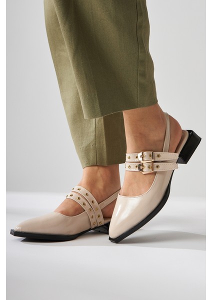 Siran Bej Rugan Çift Bantlı Kadın Sandalet modelleri