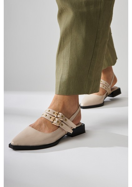 Siran Bej Rugan Çift Bantlı Kadın Sandalet fırsatları