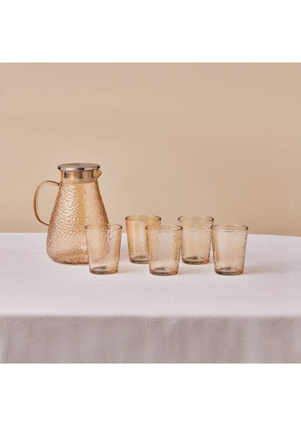 Luminous 7 Parça Cam Sürahi ve Bardak Seti Amber