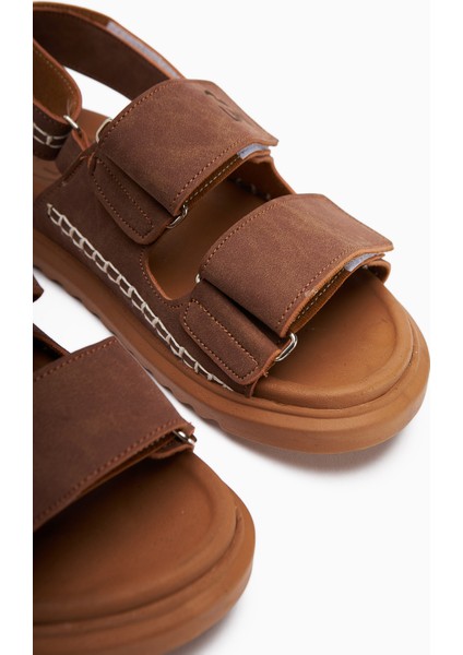 Sanna Taba Nakış Detaylı Cırtlı Kadın Sandalet indirimleri