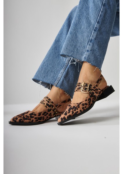 Siran Leopar Desenli Çift Bantlı Kadın Sandalet fiyatları