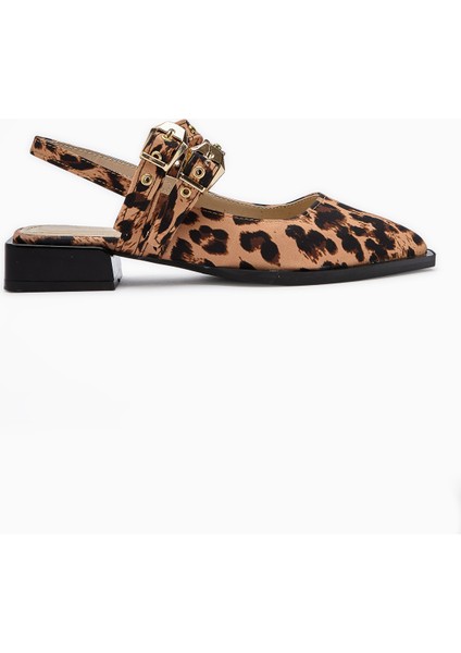 Siran Leopar Desenli Çift Bantlı Kadın Sandalet modelleri